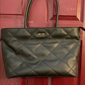 Nine West Black Quilted Tote Bag
